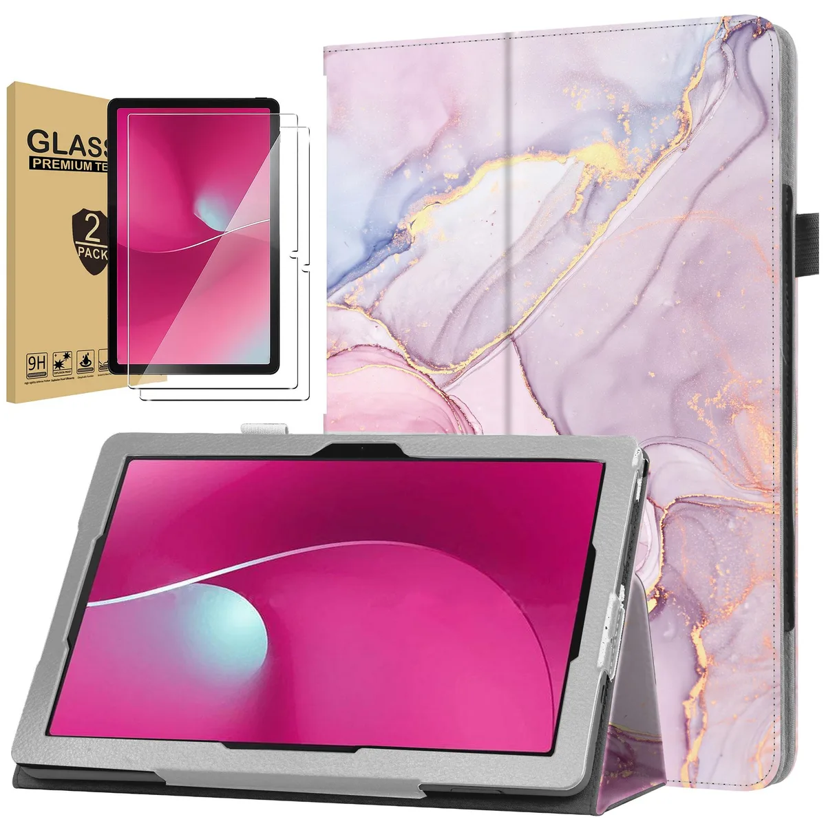 anicestore anicestore Folding Stand Cover Case for T-Mobile REVVL Tab 2 10.1" (2025) Pink Marble — product photo
