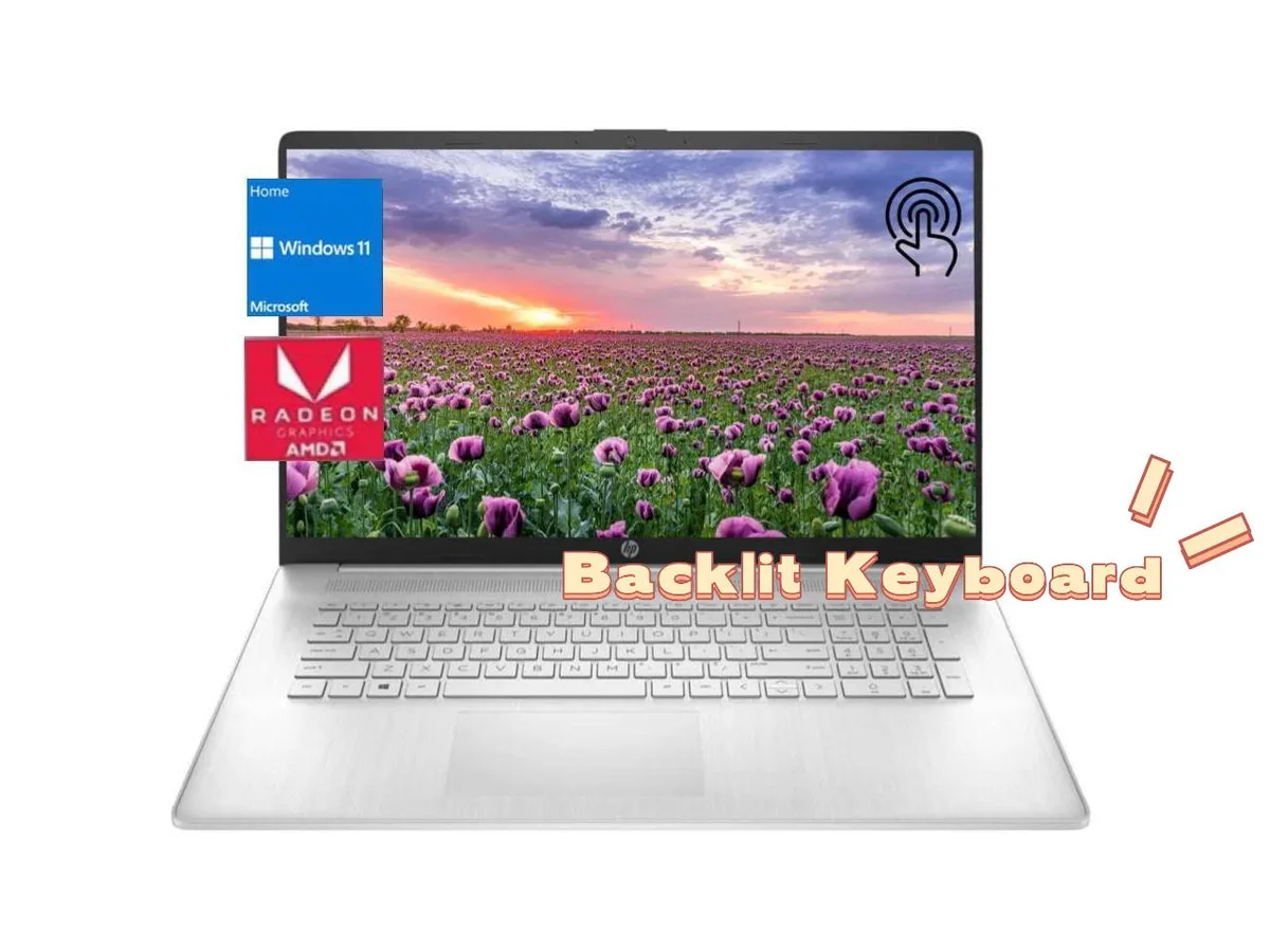 HP HP 17.3" HD+ Touch Laptop Ryzen 5 7530U 32GB RAM 512GB SSD Silver — product photo