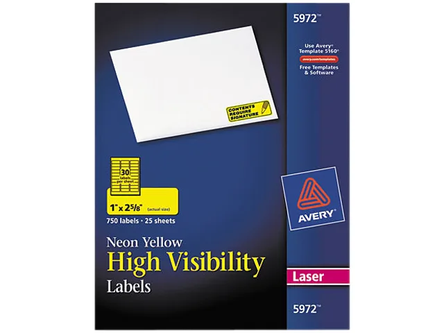 Avery Avery 5972 High-Visibility Labels Neon Yellow 1" x 2-5/8" 750 Labels — product photo