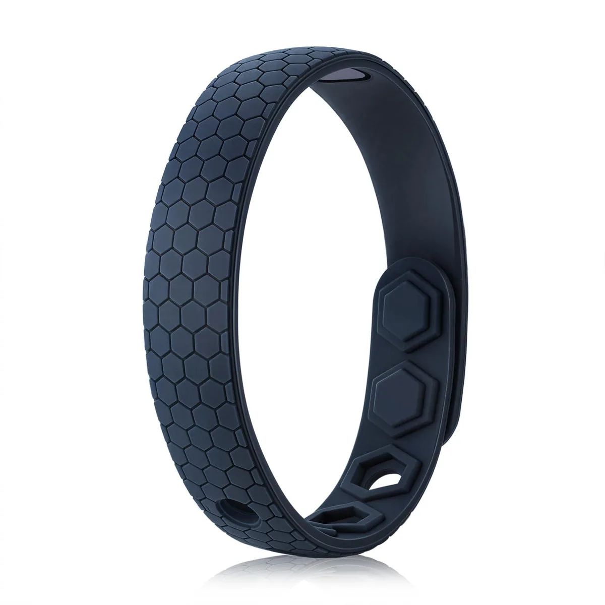  King Will Silicone Bracelet Blue 10" Adjustable Honeycomb — product photo