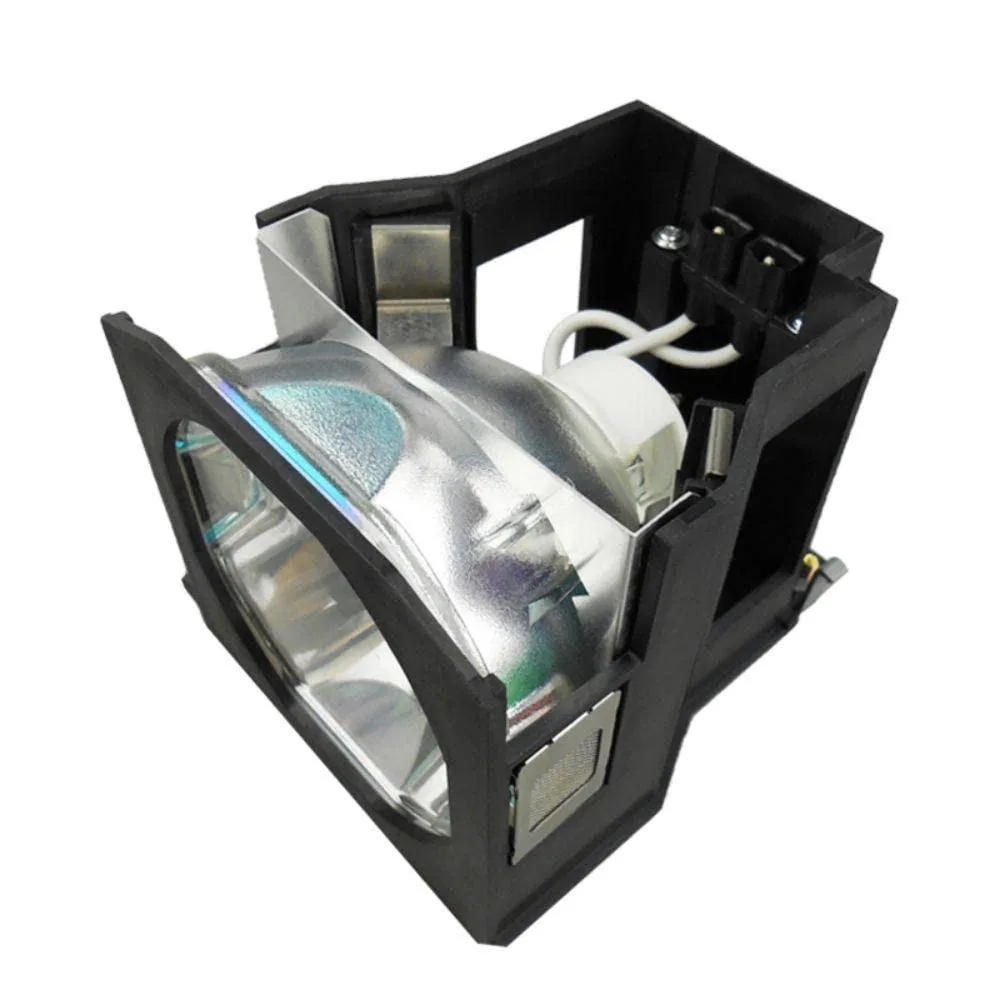 Rectangular projector lamp module in black plastic housing with integrated bulb assembly