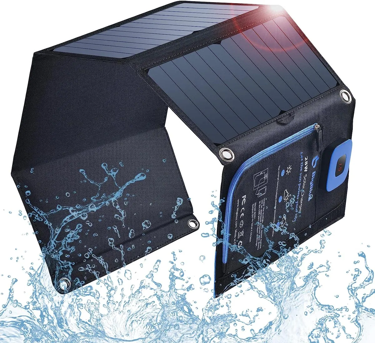 PISKEKAT PISKEKAT Solar Panels Charger Digital Ammeter BigBlue 28W SunPower Camping Solar — product photo