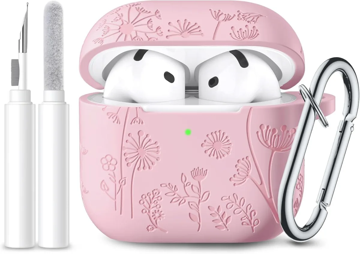 MAONO MAONO AirPods 4 (2024) Silicone Case with Cleaner Kit &amp; Keychain Pink — product photo