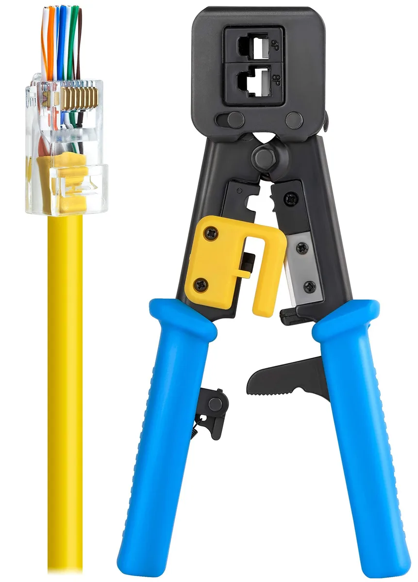 KEHIPI KEHIPI RJ45 Crimp Tool Pass Through EZ Cut Strip Cat5e Cat6 Heavy Duty Crimper — product photo