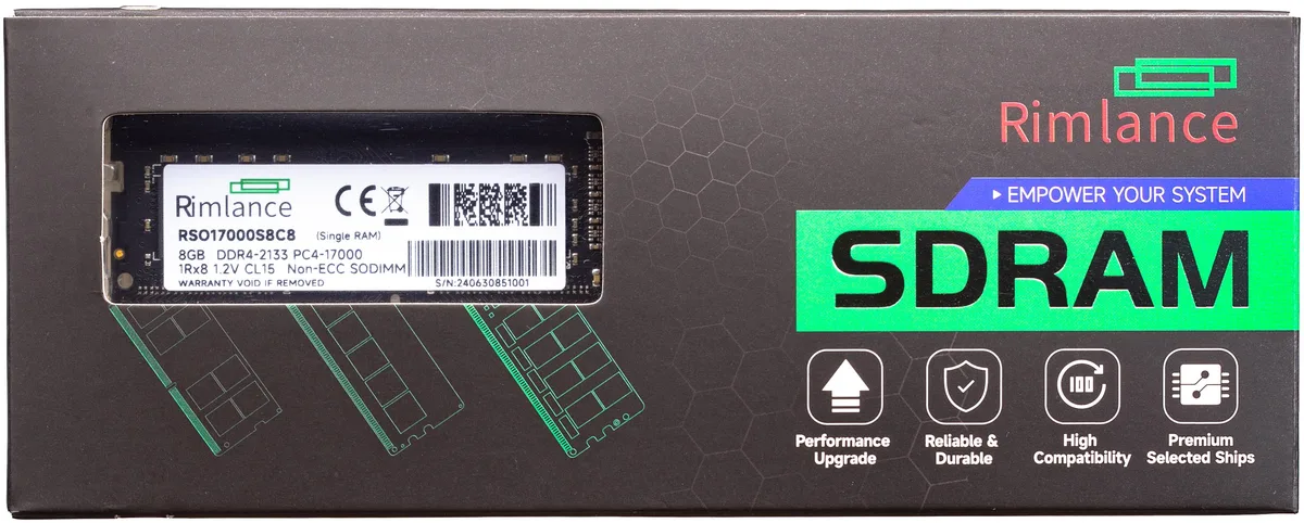RIMLANCE RIMLANCE RSO17000S8C8 8GB DDR4 2133MHz 1.2V 260-Pin SODIMM — product photo