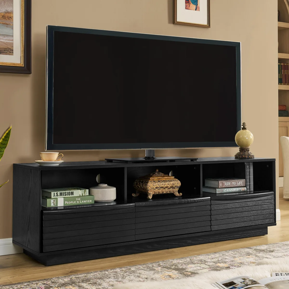 tuphen tuphen 63" TV Stand for 75" TV Black Home Entertainment — product photo