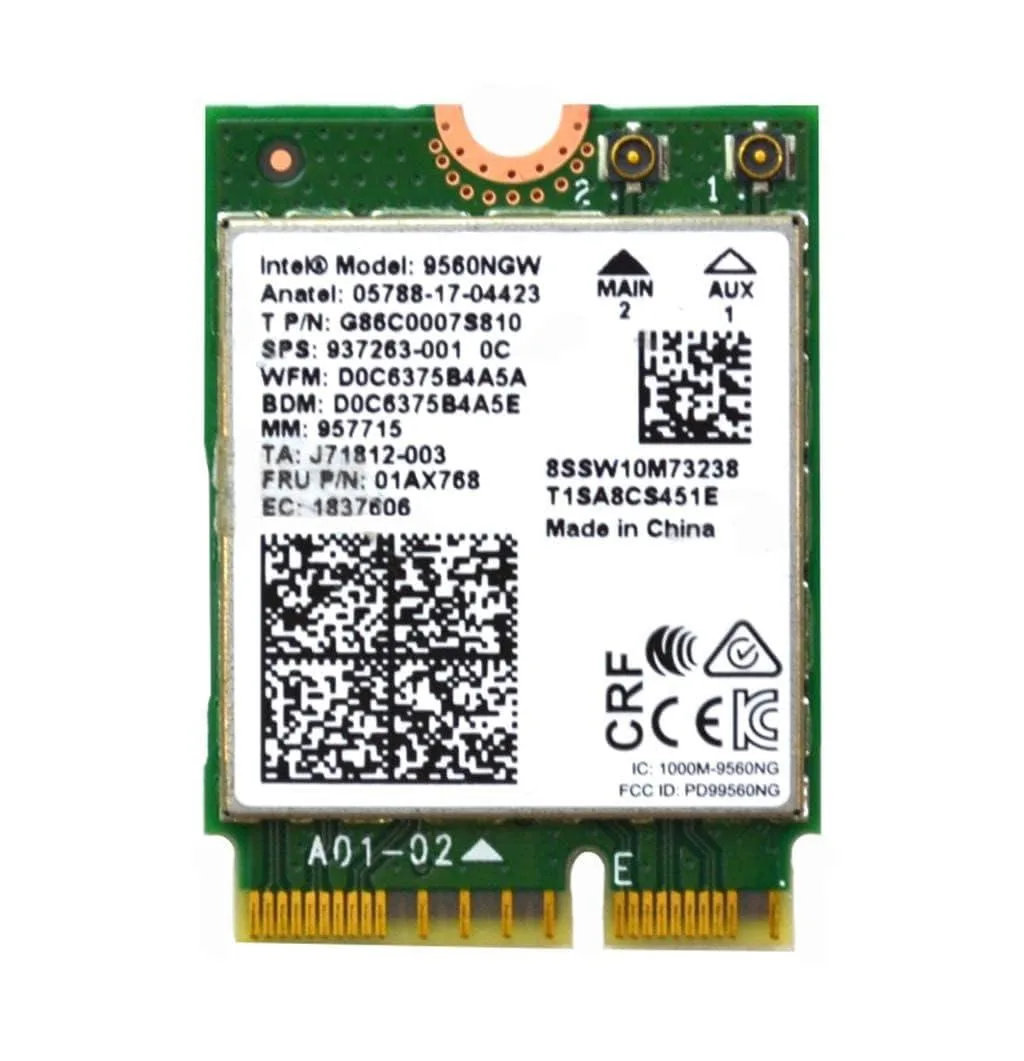 Intel Intel 9560NGWPart Wi-Fi adapter Wi-Fi 5 Bluetooth 5.1 CNVio M.2 2230 1.73 Gbps — product photo