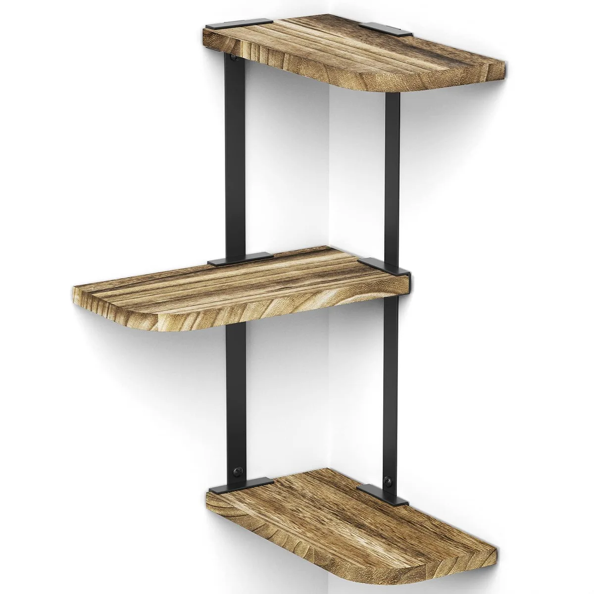  Love-KANKEI 3-Tier Corner Wall Shelf 17" Tall Carbonized Black — product photo