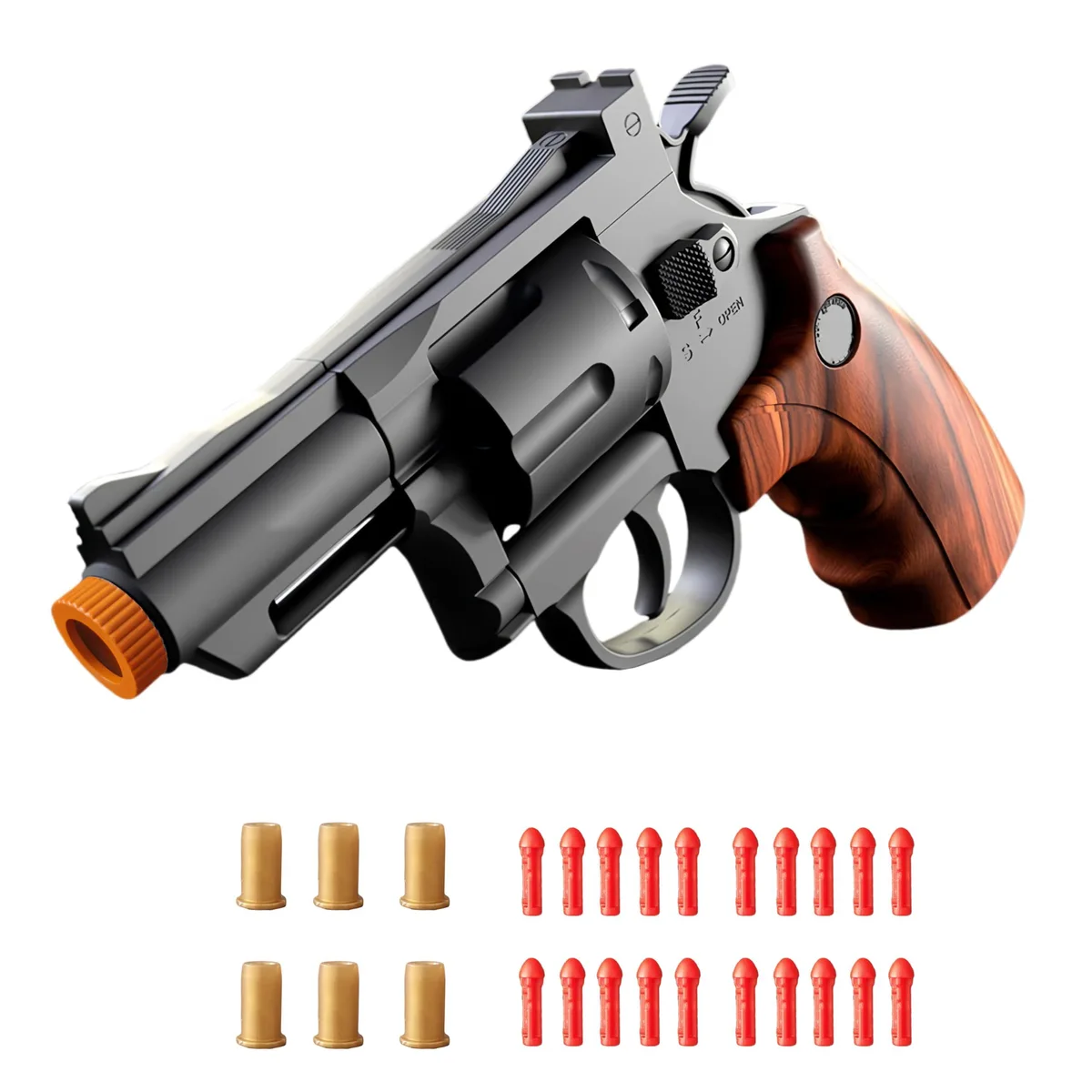 Toy Gun Soft Bullet Revolver Foam Blaster Brown 20 Foam Bullets — product photo