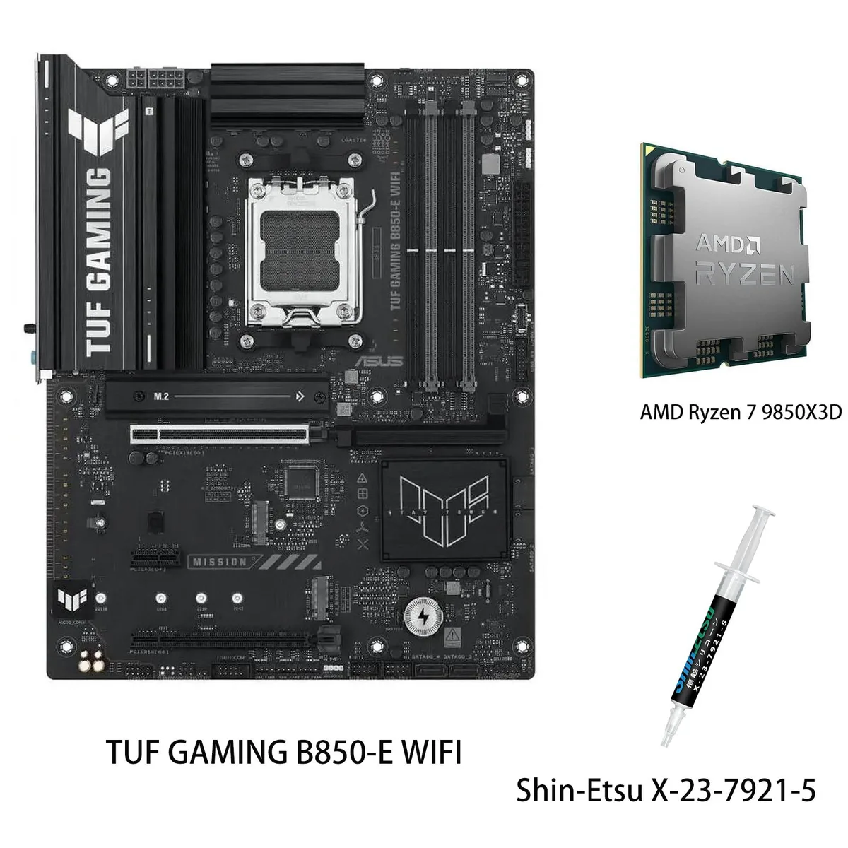 ASUS ASUS TUF GAMING B850-E WIFI & Ryzen 7 9850X3D AMD motherboard combo — product photo