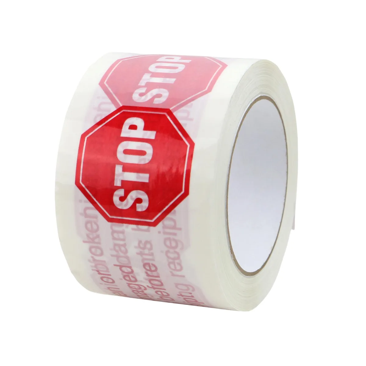 FindTape FindTape Printed Carton Sealing Tape 72mm x 110 yds Red/White STOP If Seal Broken mailing supply — product photo