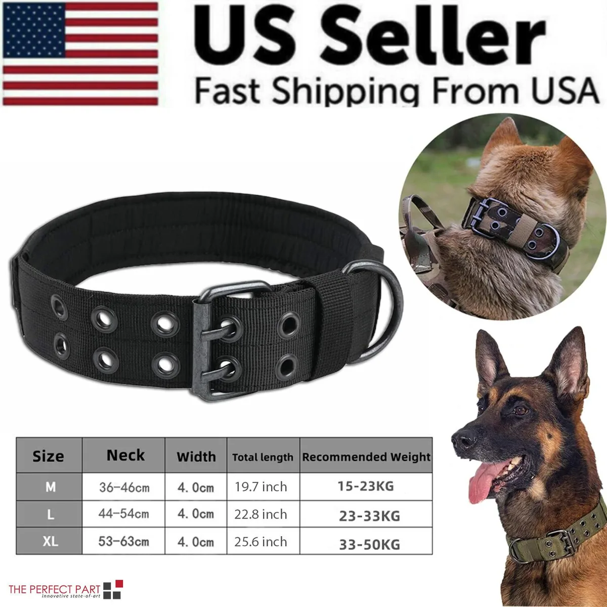 The Perfect Part The Perfect Part Tactical Dog Collar 15 Pack Black M 15.7-19.7" 1.65 — product photo