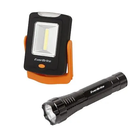 EVERBRITE EVERBRITE LED Flashlight and Work Light Set with AAA Batteries — product photo