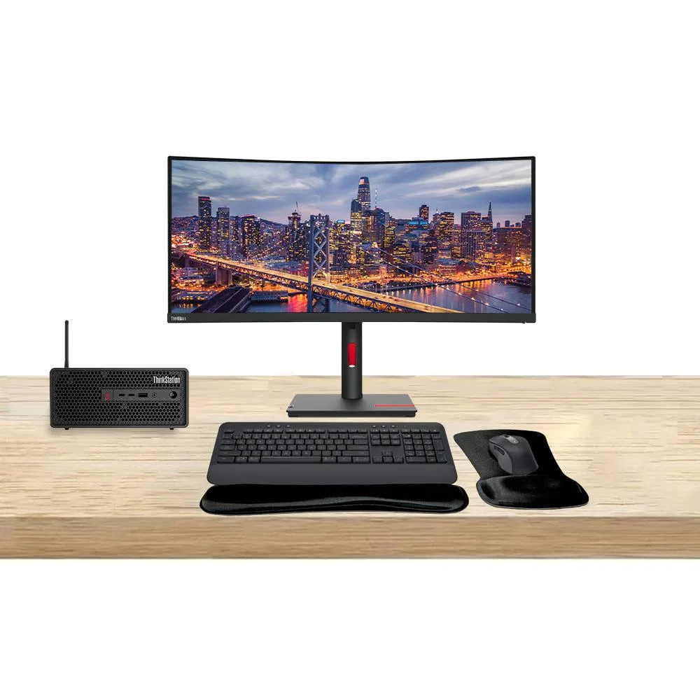 Lenovo Lenovo ThinkStation P3 SFF i7-14700 32GB 1TB SSD UHD 770 + ThinkVision T34w 34 UWQHD MK650 — product photo