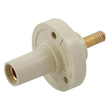 White single pole receptacle with threaded stud termination