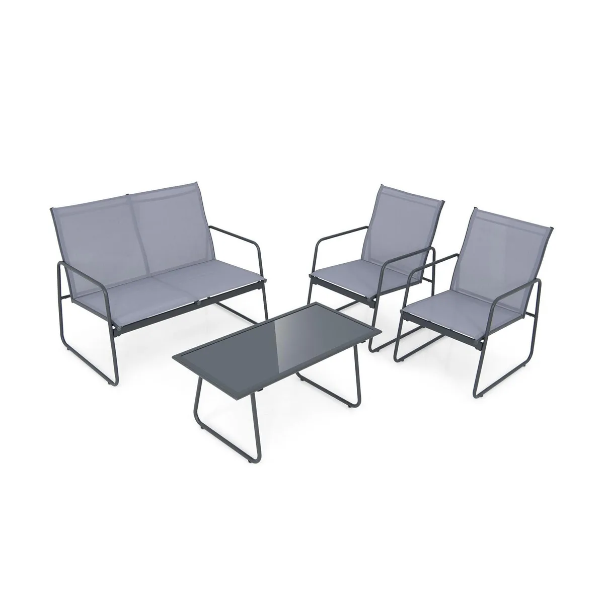 SlickBlue SlickBlue 4-Piece Metal Patio Chat Set Grey — product photo