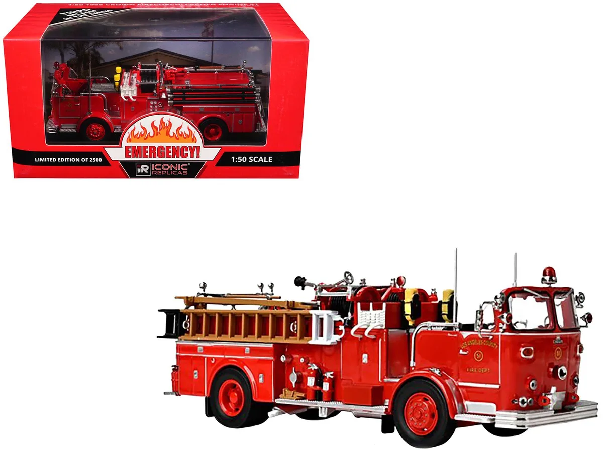 Iconic Replicas Iconic Replicas 1965 Crown Firecoach LA County FD "Emergency!" 1/50 Diecast Limited Edition 2500 — product photo