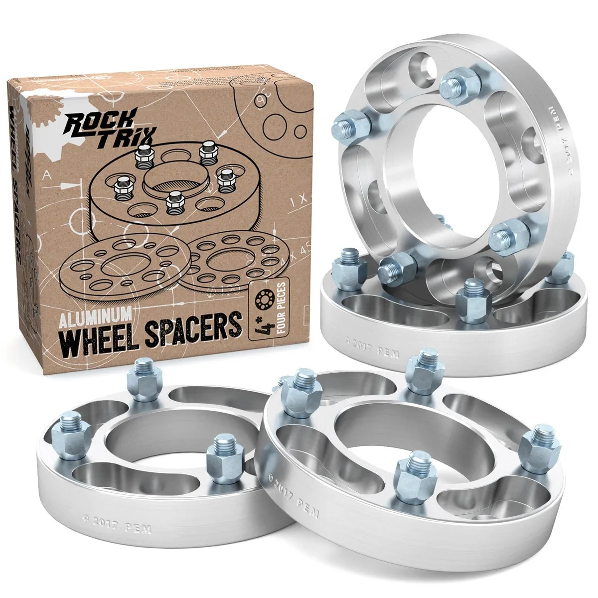 RockTrix RockTrix ATV Wheel Spacers 4x110 74.1mm Bore 10x1.25 25mm Silver 4pcs — product photo