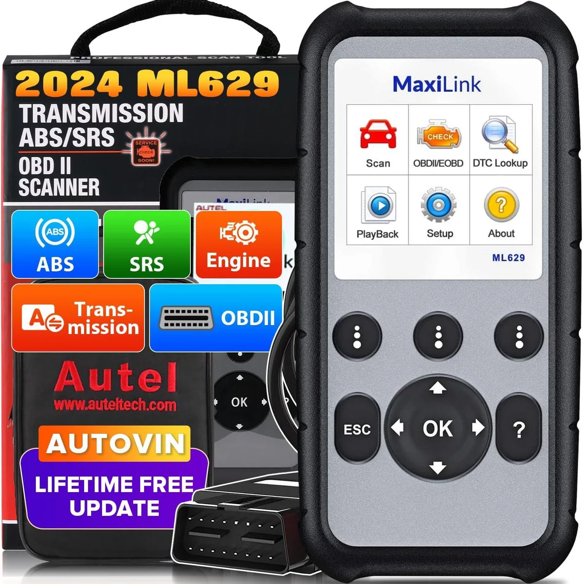 Handheld OBD2 scanner with colour screen and cable