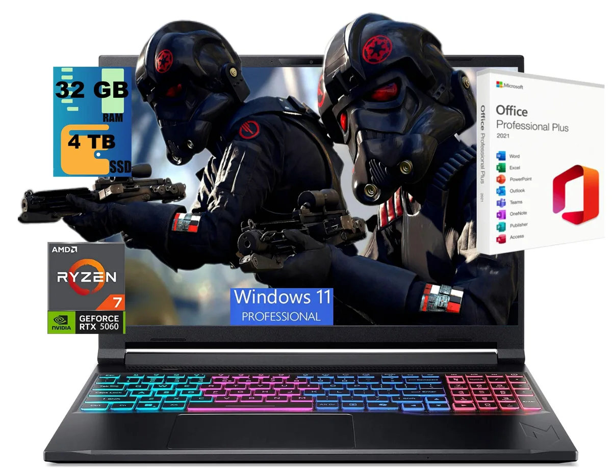 Acer America Acer Nitro V 16S gaming laptop 16 180Hz Ryzen 7 260 RTX 5060 32GB 4TB — product photo