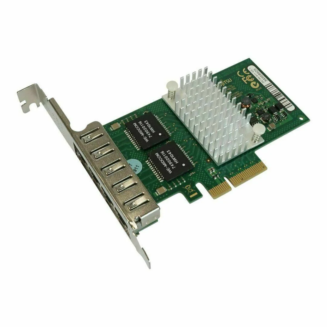 Fujitsu Fujitsu D3045-A11 Intel I350-T4 Quad Port 1Gb/s RJ45 Network Card Both Brackets — product photo