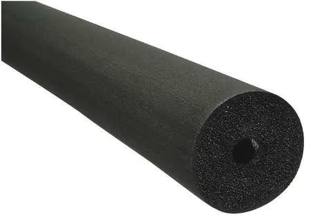 Black cylindrical foam pipe insulation roll with smooth matte finish