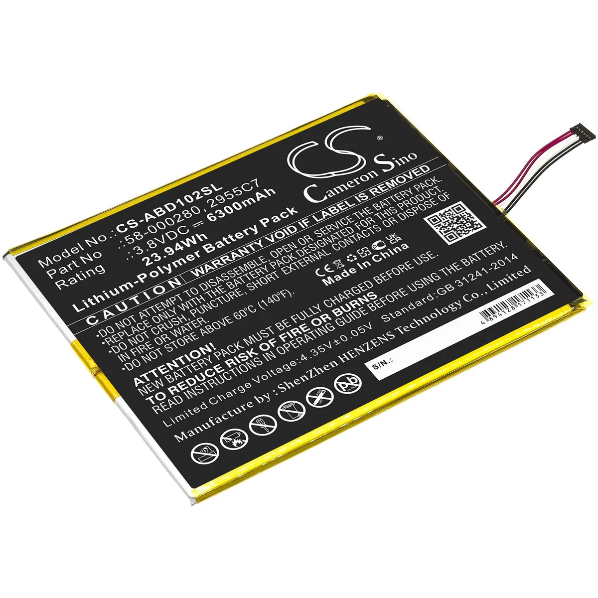 Cameron &amp; Co Cameron &amp; Co DS-CS-ABD102SL 6.3 Ah Li-Polymer Battery Black — product photo