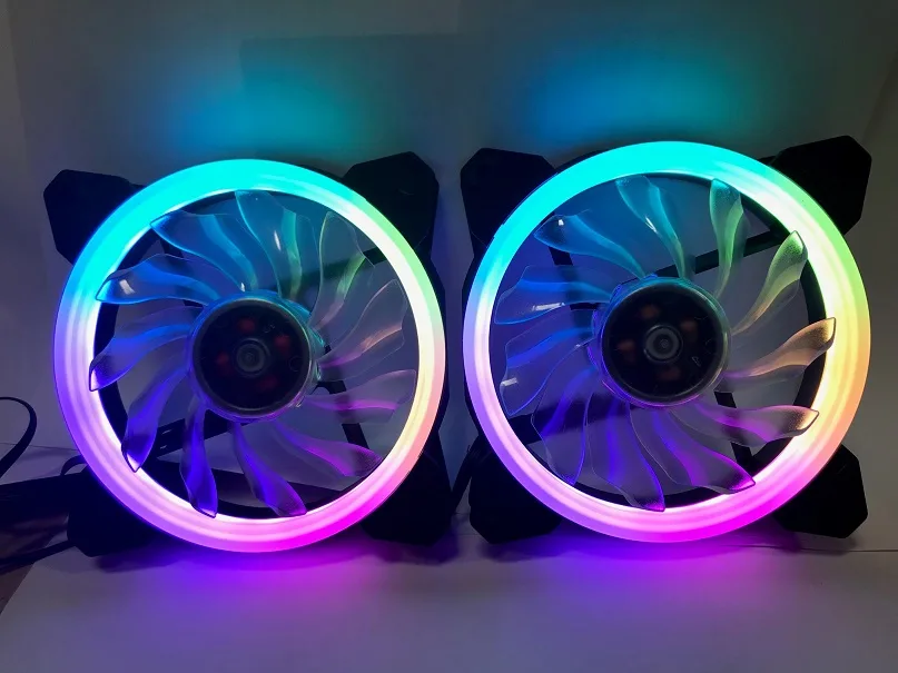 E-POWER E-POWER TOP-FAN-2RGB2 120mm RGB PWM case fan 2-pack with 8-port hub and RF remote — product photo