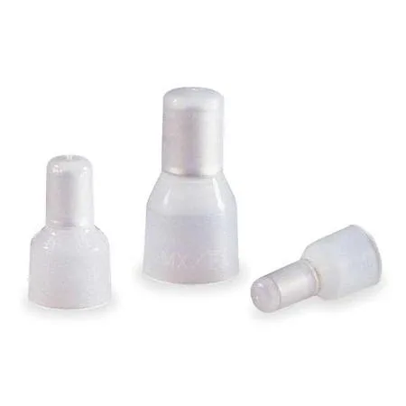 Clear nylon crimp connector, cylindrical, 1.07 in long