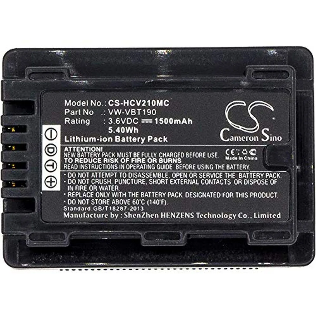  Cameron Sino VW-VBT190 1500mAh camera battery — product photo