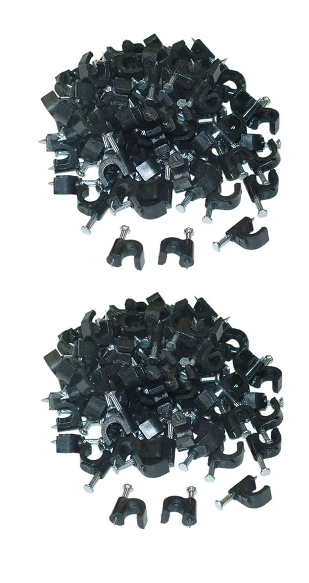 iMBAPrice iMBAPrice RG6 Coaxial Nail-in Cable Clips 200 Pieces Black — product photo