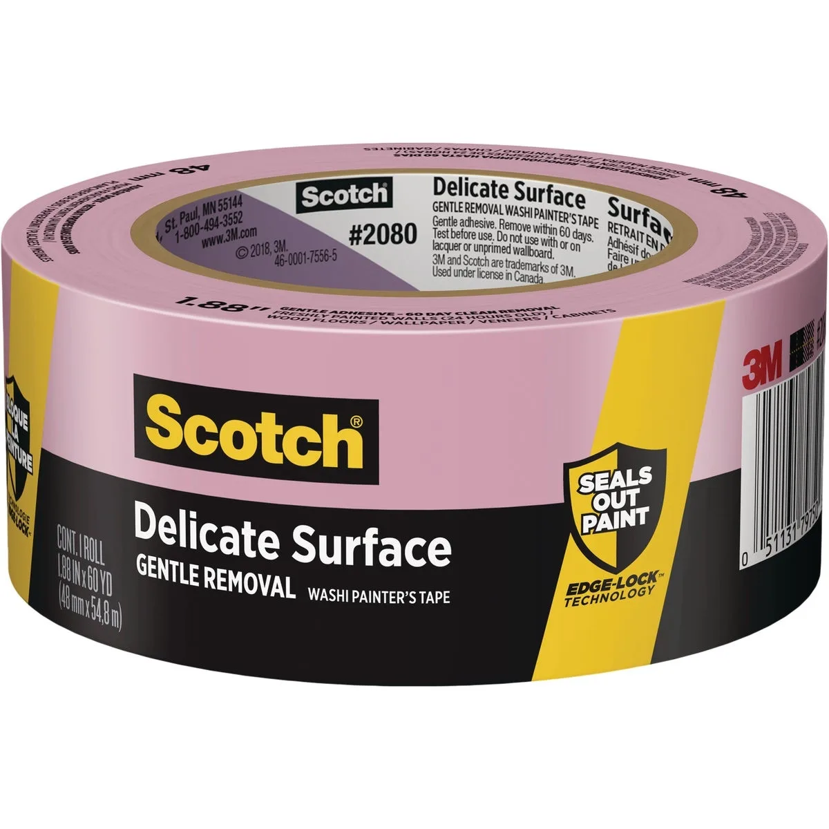 3M 3M Scotch Delicate Surface Painter's Tape 2080 1.88 in 60 yd Pink — product photo