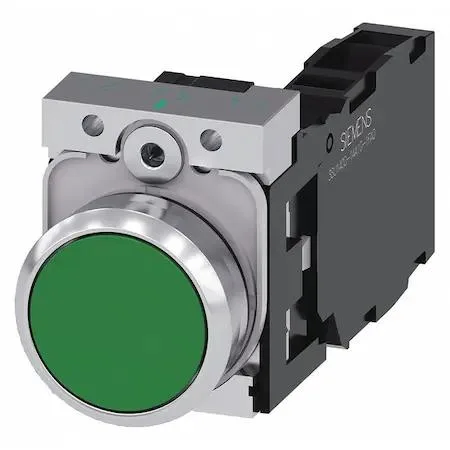 Green flush push button operator with metal bezel 22 mm