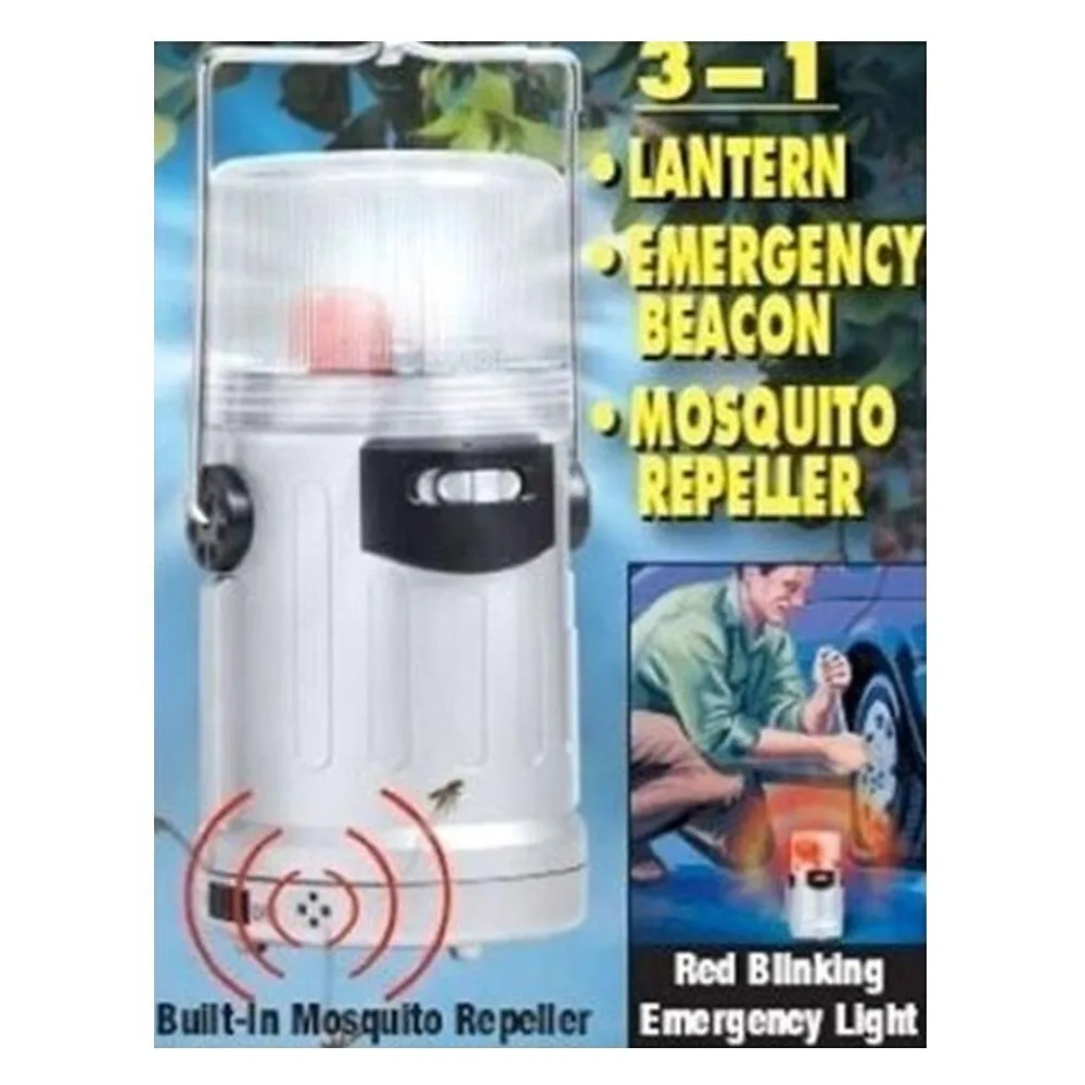 Silver cylindrical lantern with carry handle and mosquito repeller function