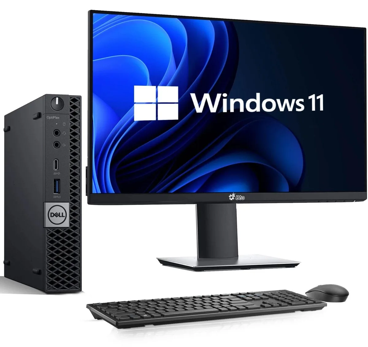 DELL DELL OptiPlex 3040 Tiny Desktop PC i5-6500T 3.60 GHz 32GB 128GB SSD 22" monitor KB mouse Wi-Fi Win 11 Pro — product photo