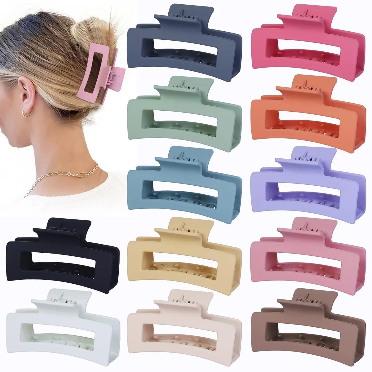  Sisiaipu 12 Pcs Medium Hair Claw Clips 3.5 Inch Colorful — product photo