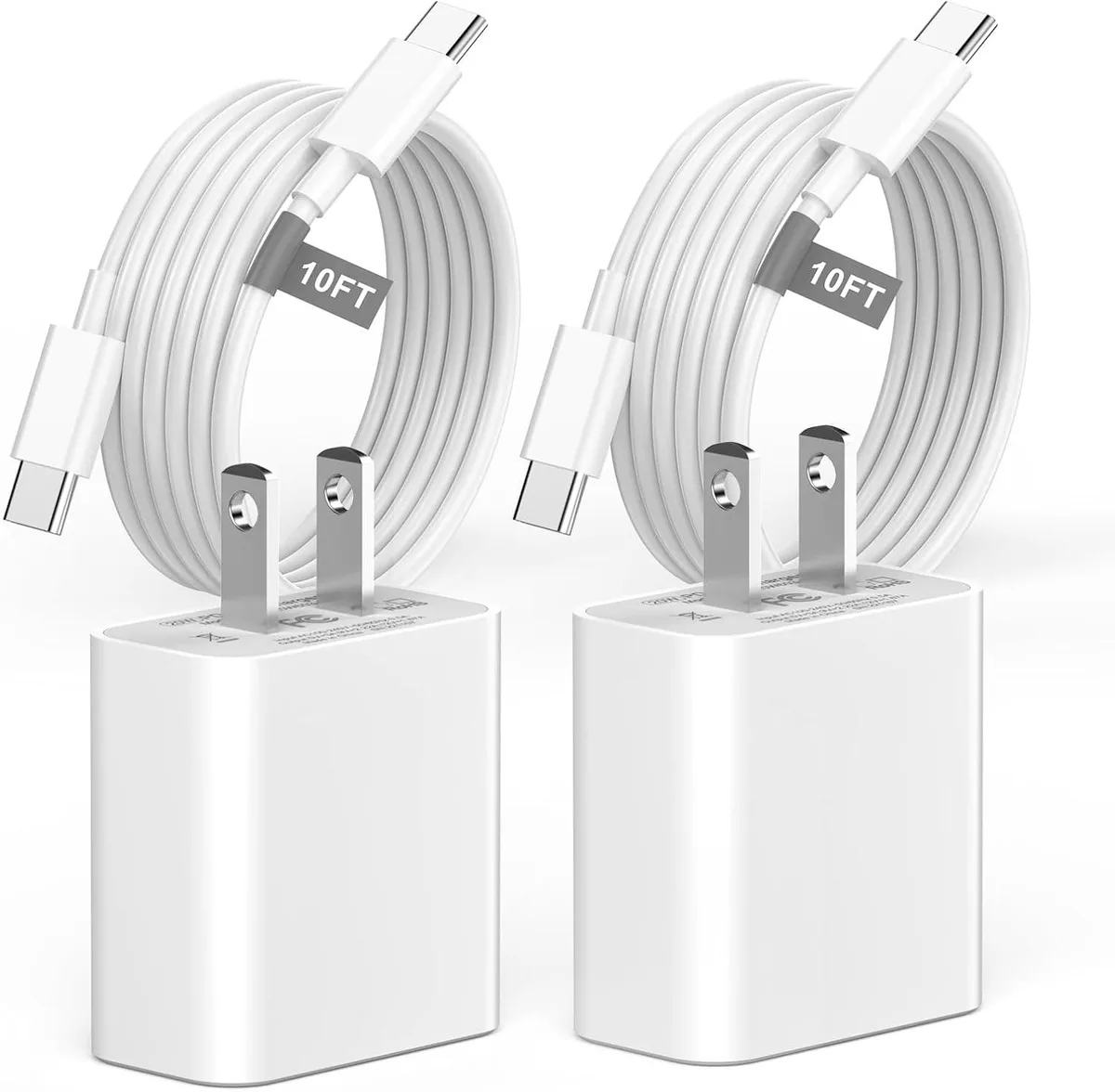 Elestur Elestur 20W USB-C Charger 10ft Cable 2 Pack — product photo