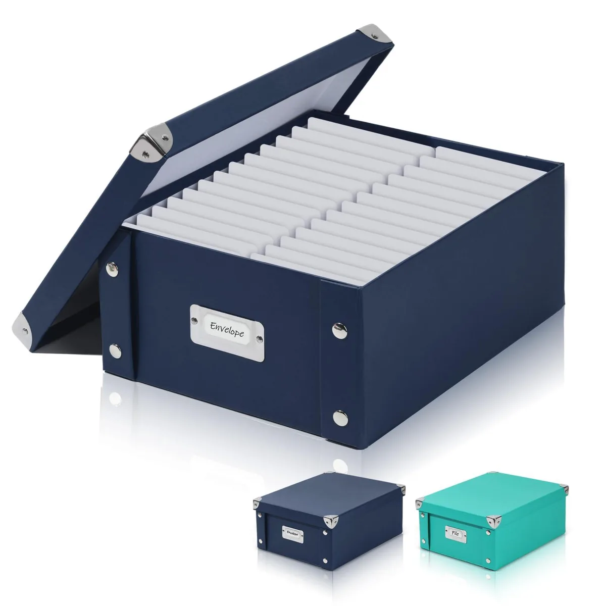  OIC 1131 Card File Box 10 L x 5 W x 12 H inches Navy Blue — product photo
