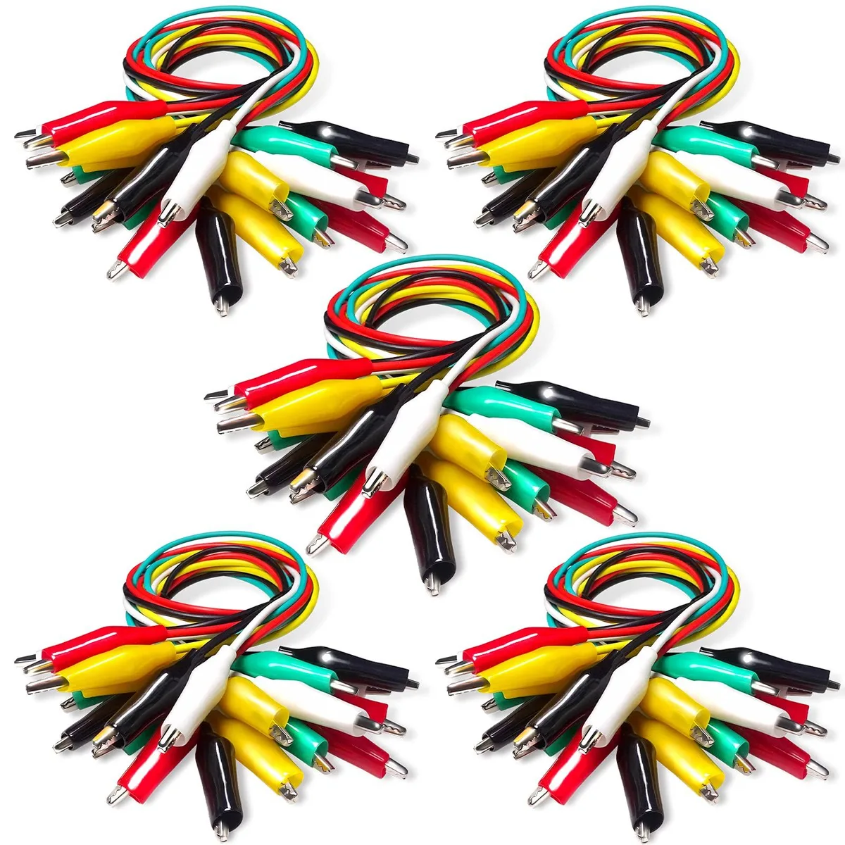 KEHIPI KEHIPI P1025-5 50PCS Alligator Clip Test Leads 5 Colors 10mm 50cm — product photo