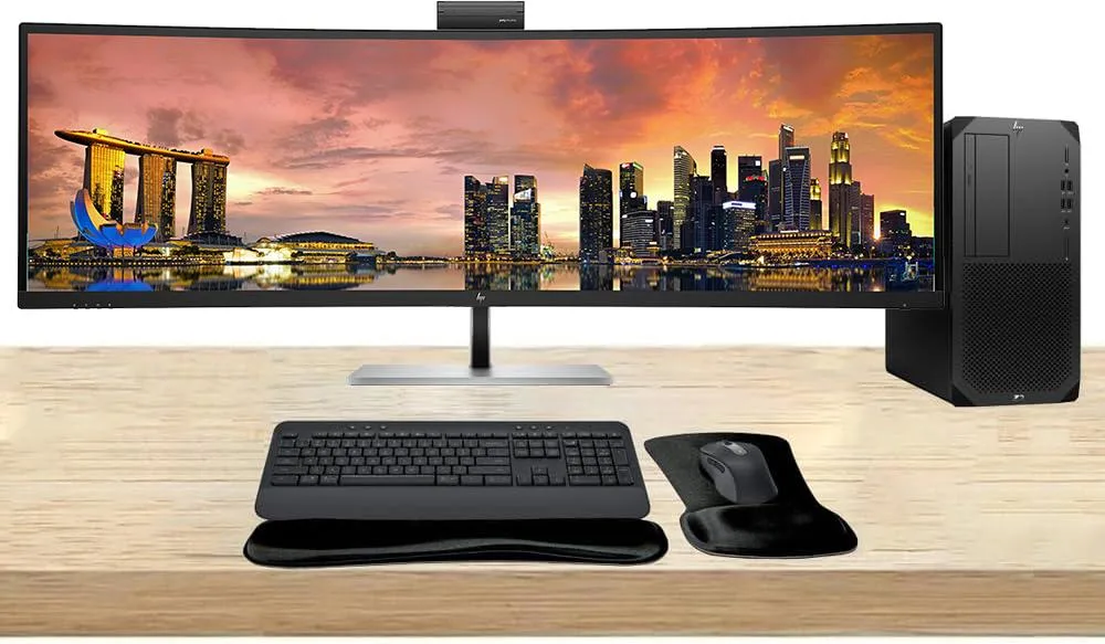 HP HP Z2 G9 Tower desktop PC i7-14700 16GB 512GB 49" 549pm monitor MK650 kit — product photo
