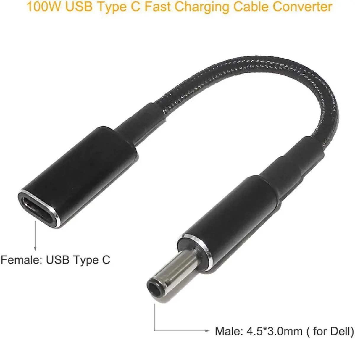 Lirealar Lirealar USB-C Female to Dell 4.5x3.0mm DC Tip PD Converter Cable 100W — product photo