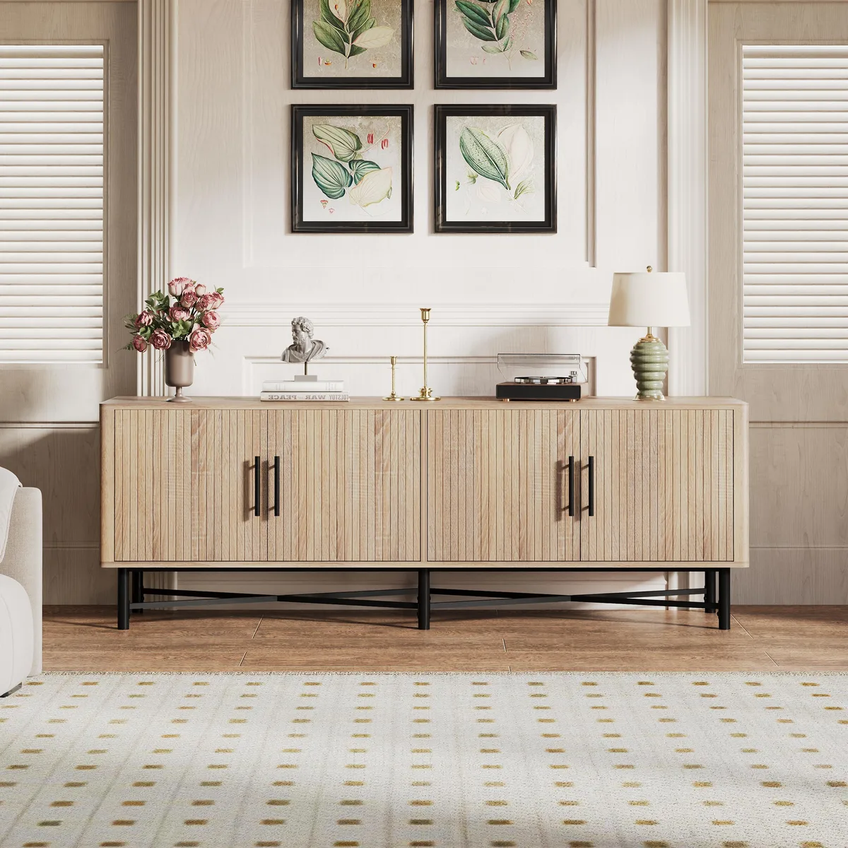 tuphen tuphen 4-Door TV Cabinet 66"W 18"D 23"H Natural — product photo