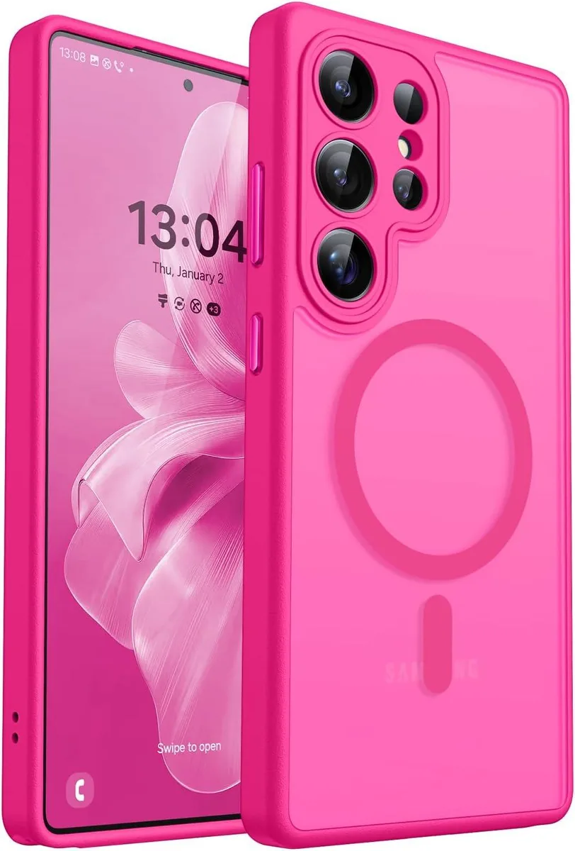 iworkmart iworkmart Galaxy S25 Ultra Case 2025 MagSafe Translucent Matte Hot Pink — product photo