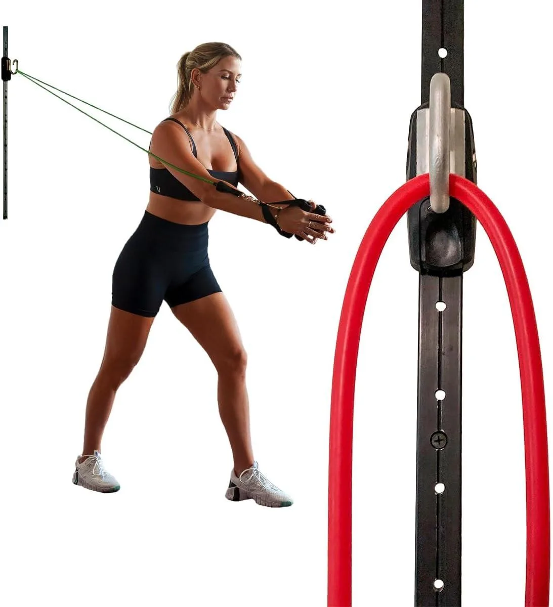 Wall-mounted aluminium rail with stainless steel hook car and rubber washers