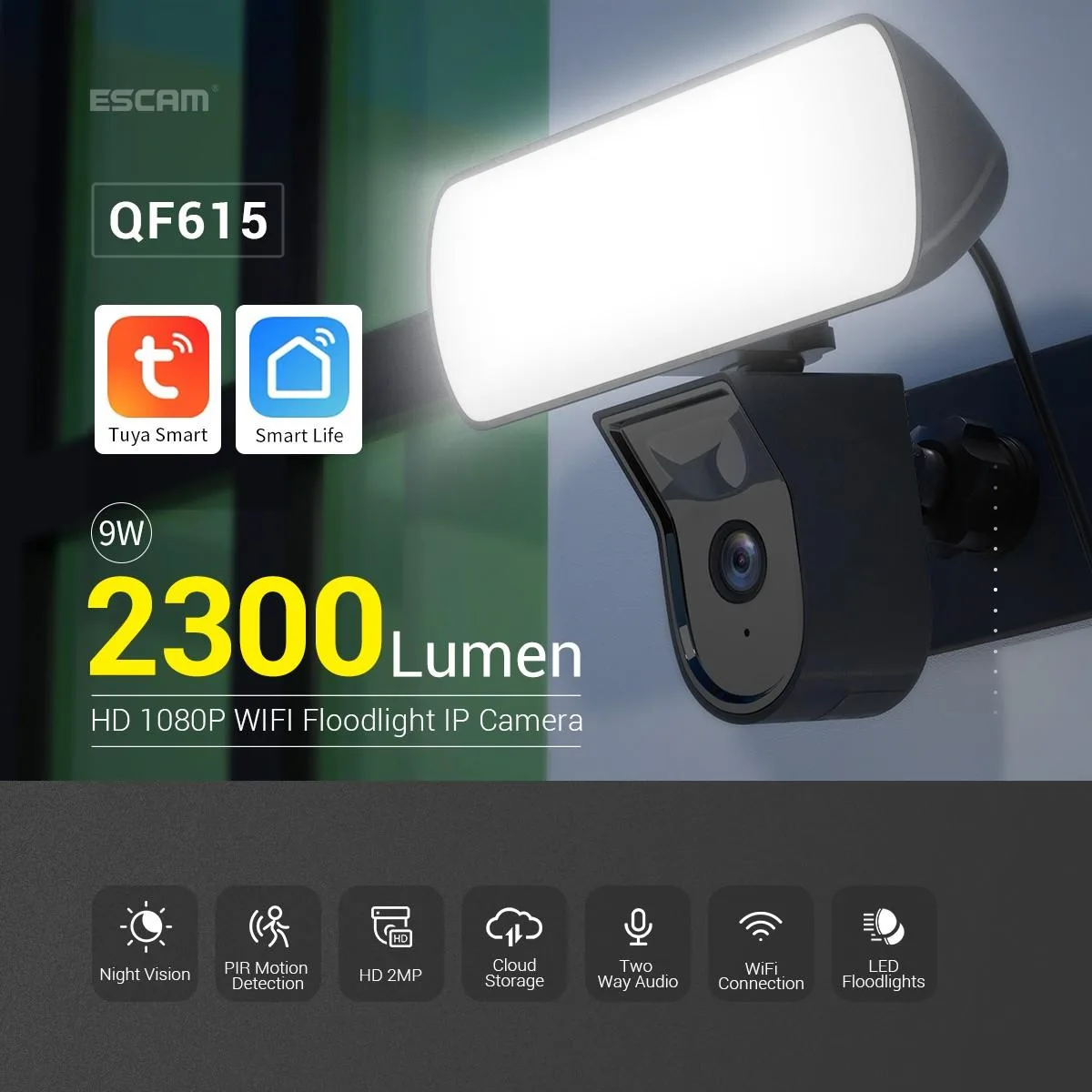 visiPower visiPower QF615 Floodlight WiFi Camera 2300 Lumen 3MP IP66 — product photo