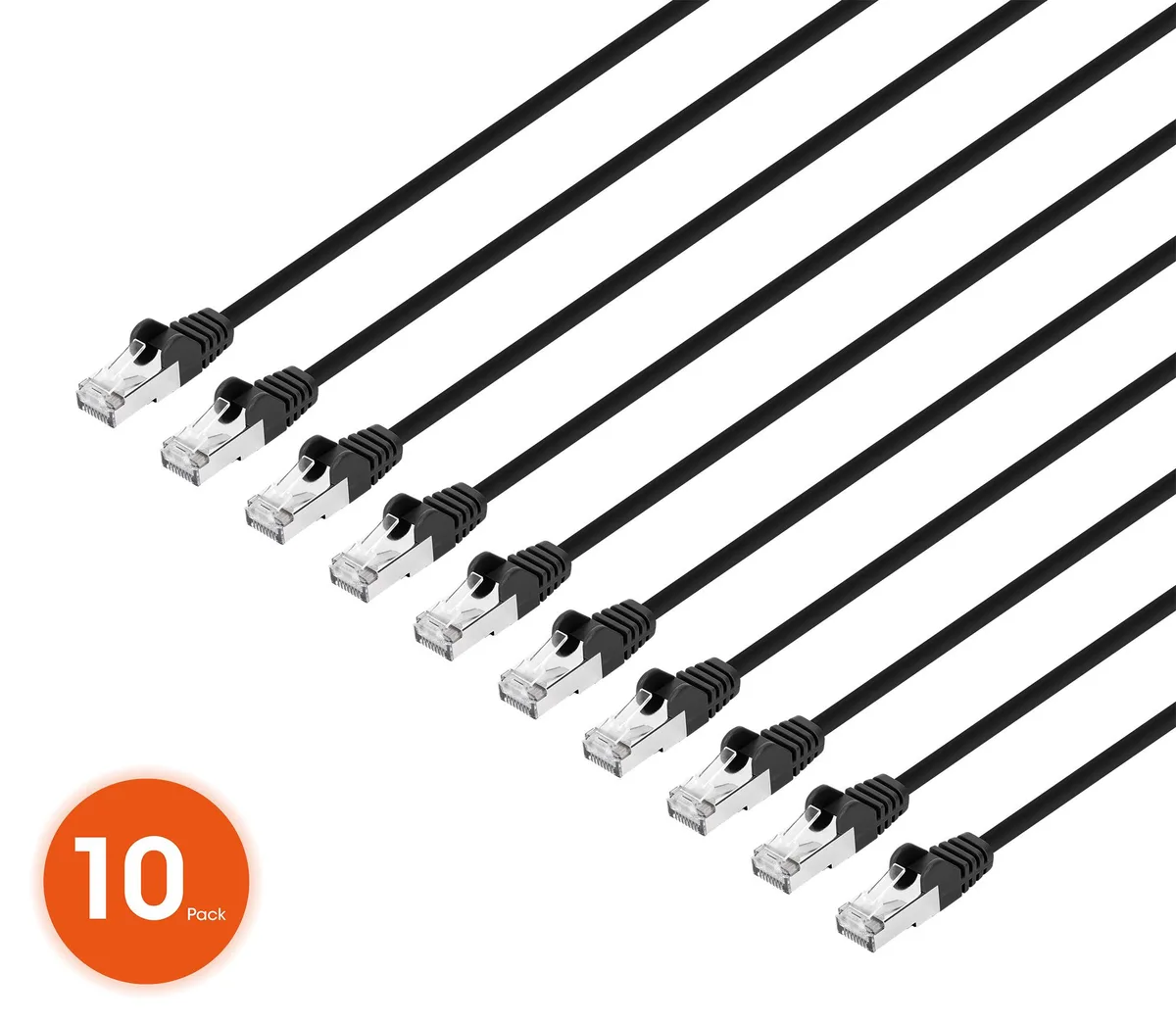 Intellinet Network Solutions Intellinet Cat8.1 U/FTP Slim Patch Cable .5 ft Black 10-Pack — product photo