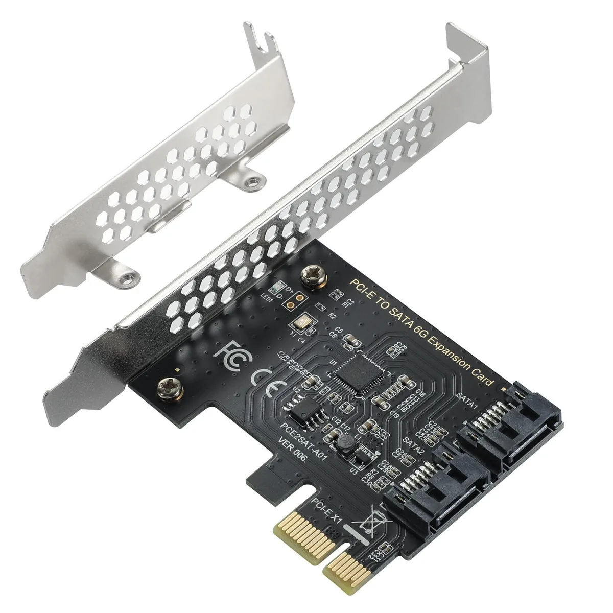 Vszerda Vszerda PCIe SATA Expansion Card 2 Port 6Gbps Low Profile Bracket — product photo