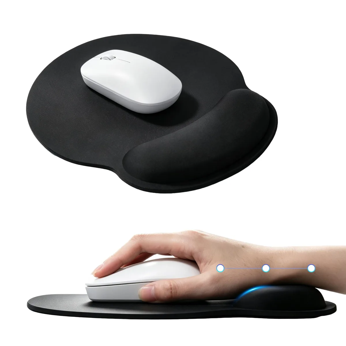 Confvrter Ergonomic Mouse Pad with Wrist Rest Black 9.6 x 8.9 in — product photo