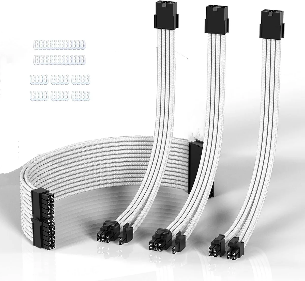 Bailink Bailink PSU Cable Extension Kit White 30cm 24Pin 8Pin 6+2Pin 4+4Pin 18AWG — product photo