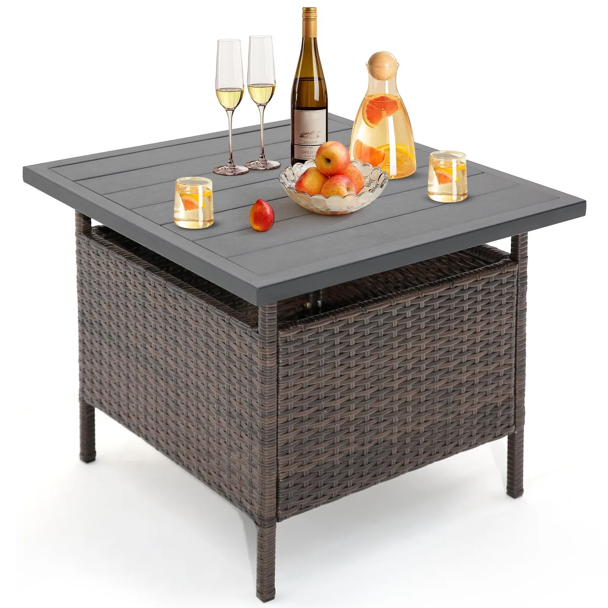 SlickBlue SlickBlue Square Wicker Side Table 22in Dark Brown 165lb — product photo